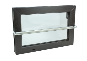 Kellerfenster braun 60 x 40 Einfachverglasung mit Komplett Set Sicherheitsstange